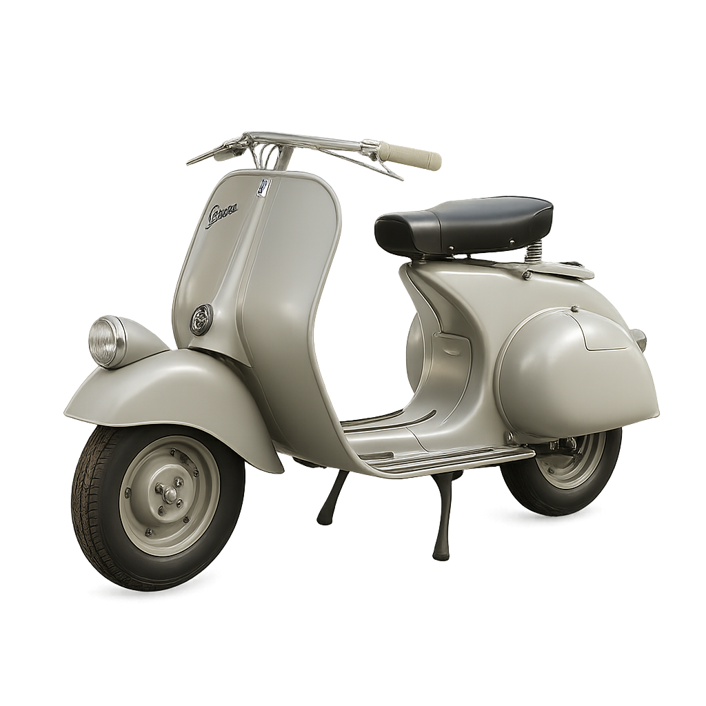 Vespa 98 (1946) – erste Serien-Vespa mit Stahl-Monocoque und Durchstieg